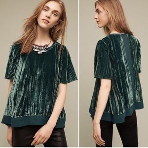 MAEVE ANTHROPOLOGIE emerald velvet top